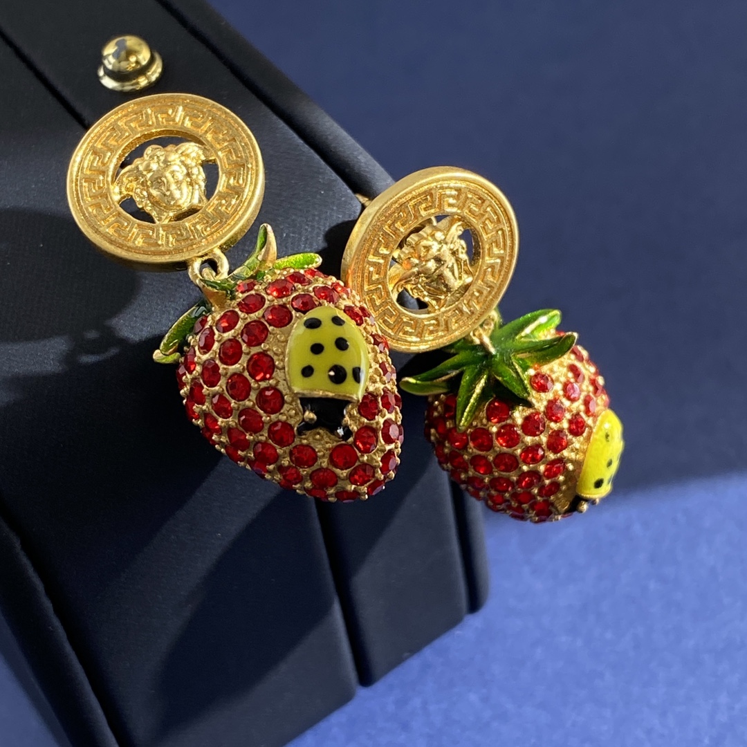 VSE020 Versace strawberry drop earrings - ccjewelryacc