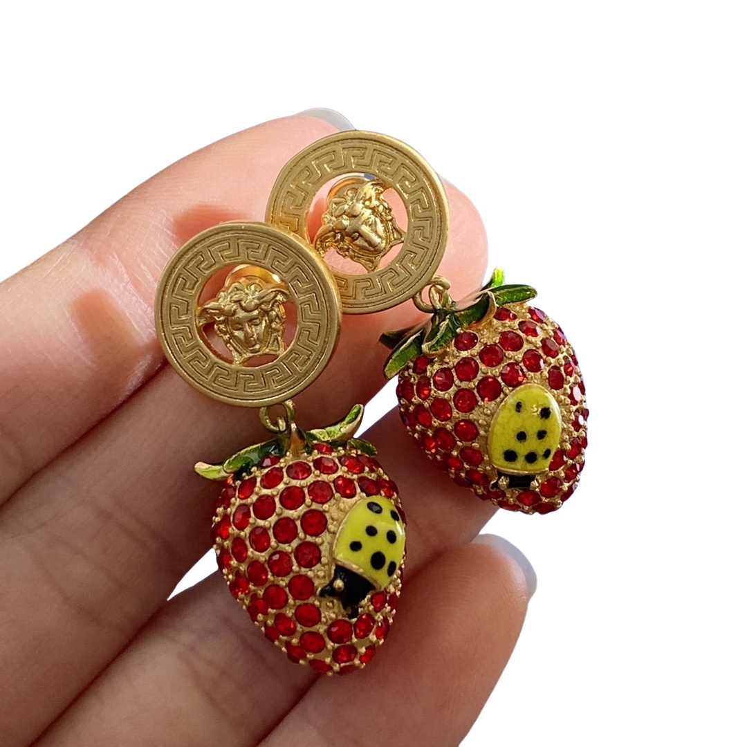 VSE020 Versace strawberry drop earrings - ccjewelryacc