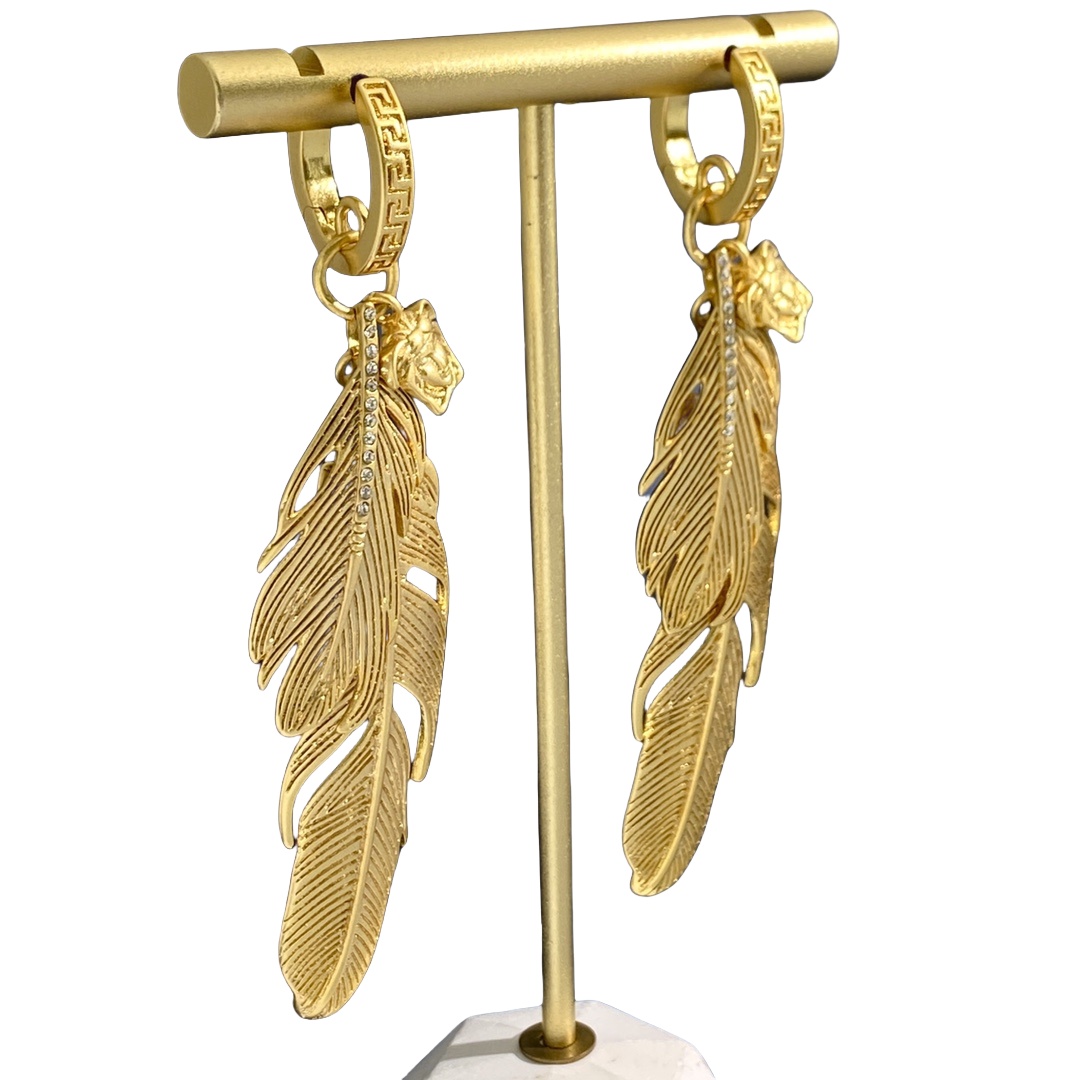 VSE043 Versace feather earrings - ccjewelryacc