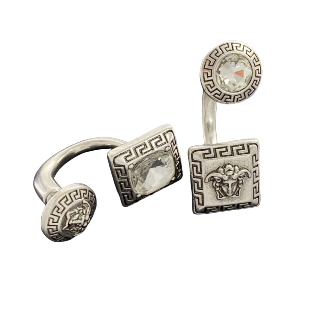 VSE059 Vintage metal zircon tribute medusa earrings - ccjewelryacc