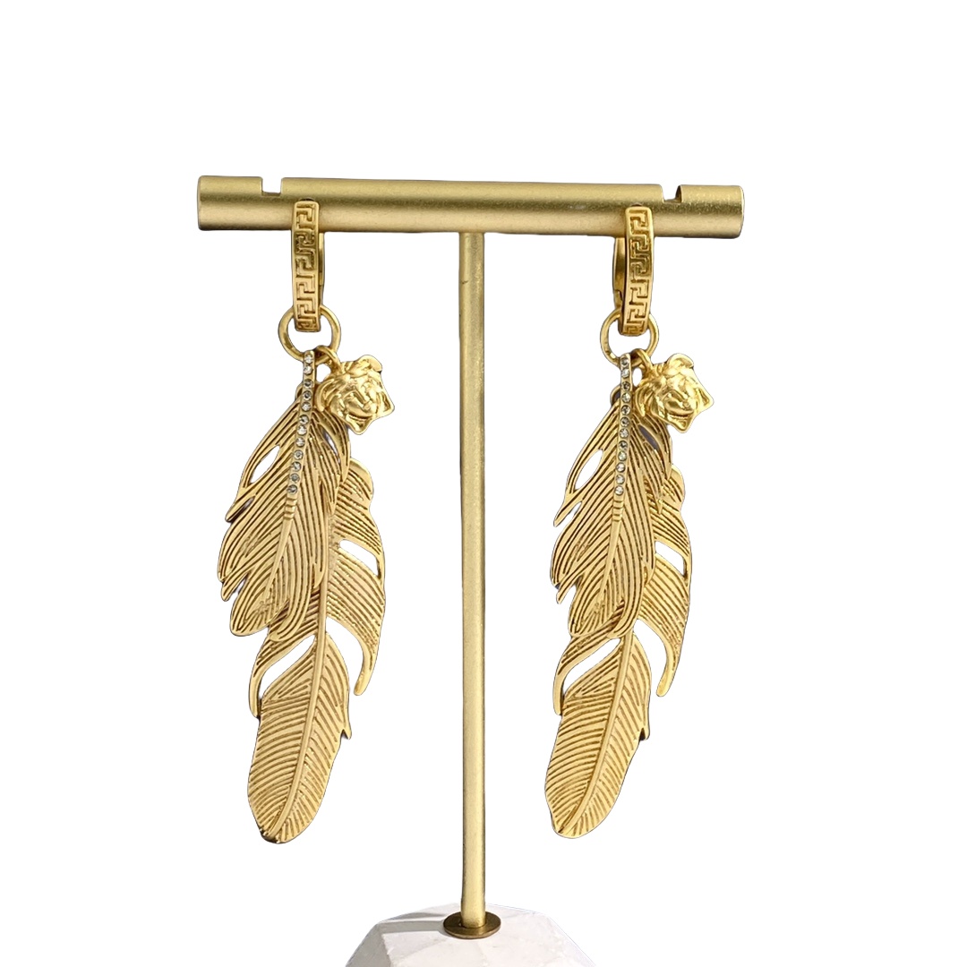 VSE043 Versace feather earrings - ccjewelryacc