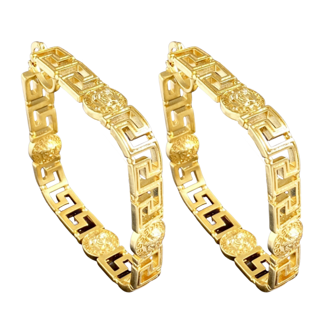VSE050 Square Gold versace hoop earrings - ccjewelryacc