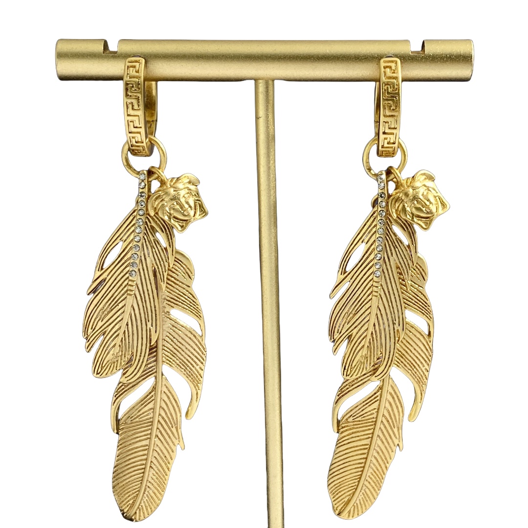 VSE043 Versace feather earrings - ccjewelryacc