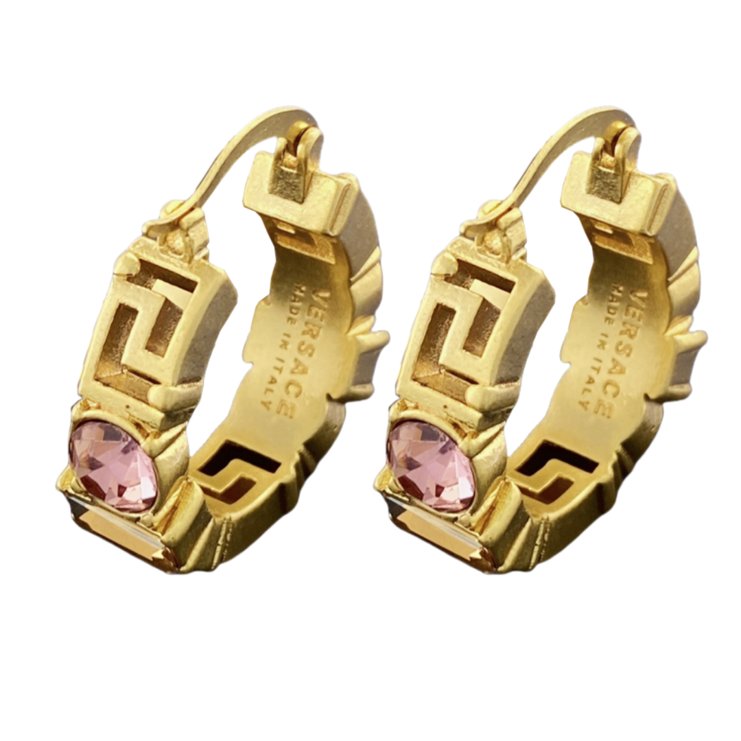 VSE055 Versace color crystal hoop earrings - ccjewelryacc