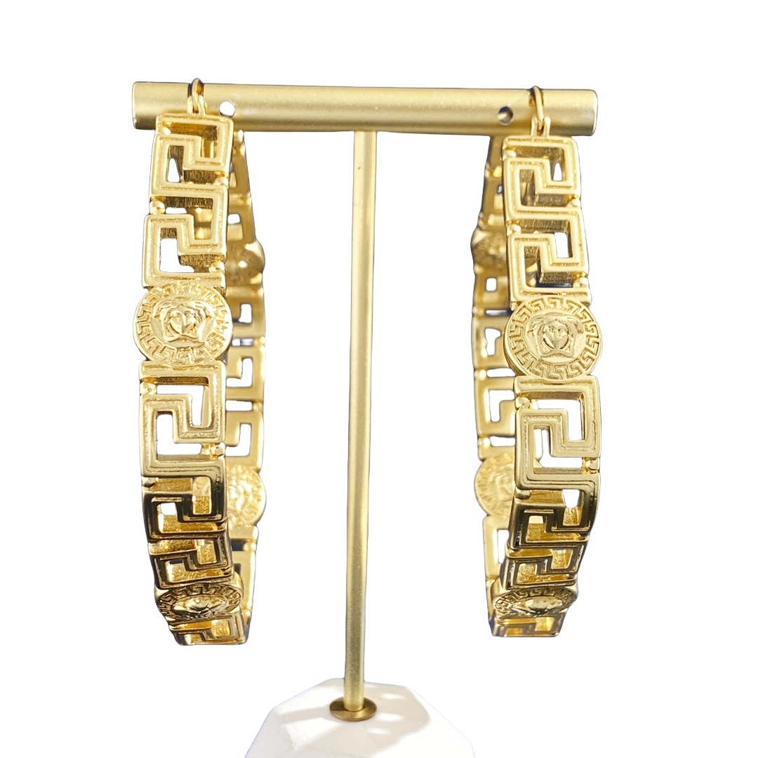 VSE050 Square Gold versace hoop earrings - ccjewelryacc