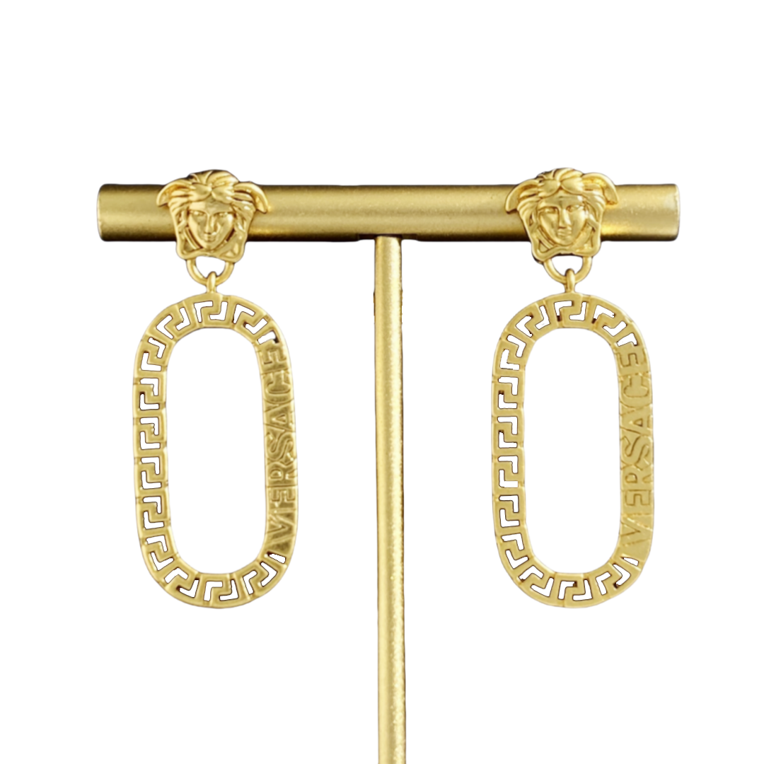 VSE045 Versace logo drop earrings - ccjewelryacc