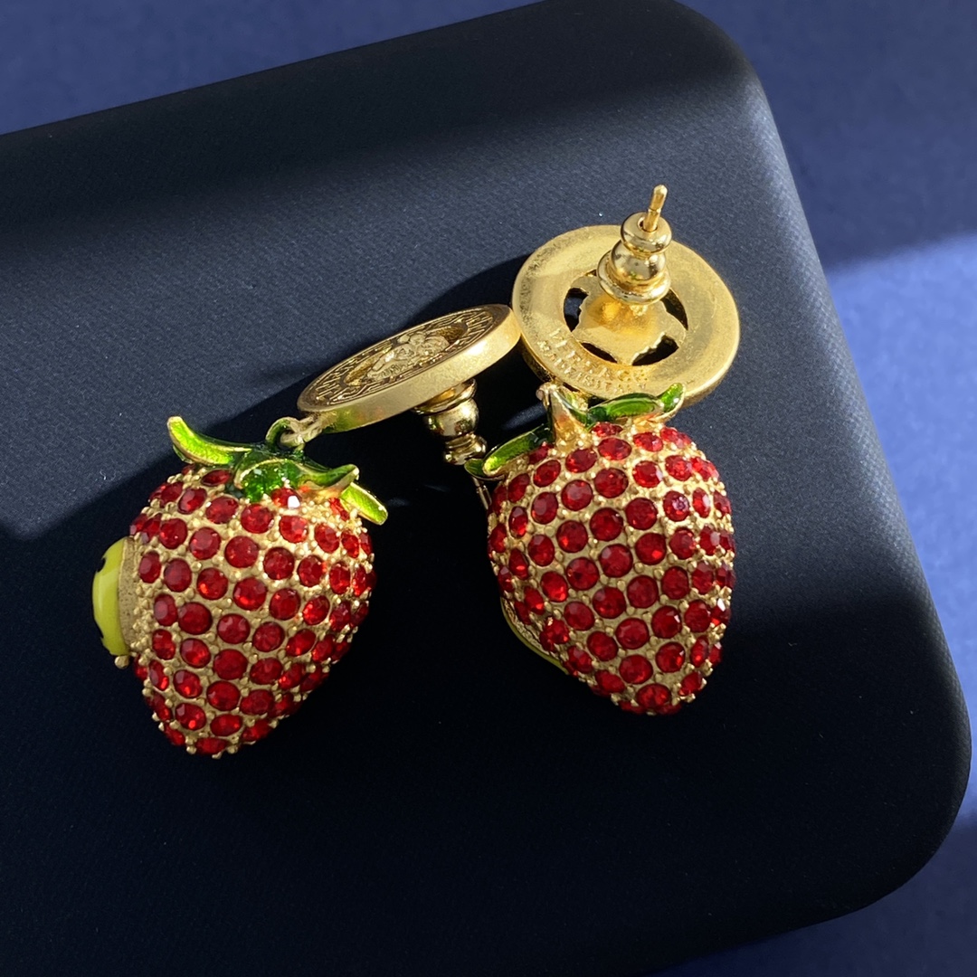VSE020 Versace strawberry drop earrings - ccjewelryacc