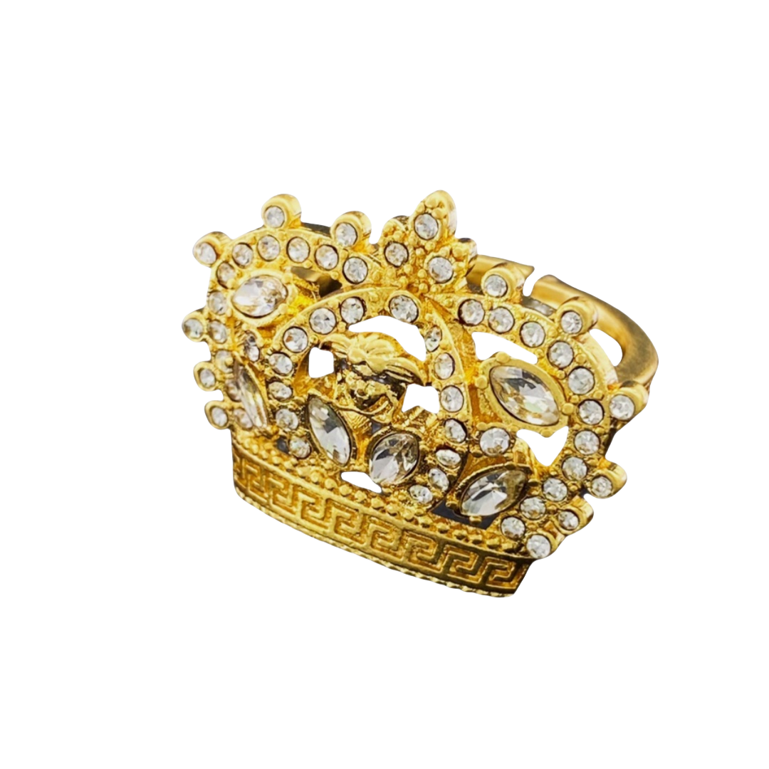 VSR016 Metal crystal Medusa crown ring earring brooch collect - ccfashionjewelry