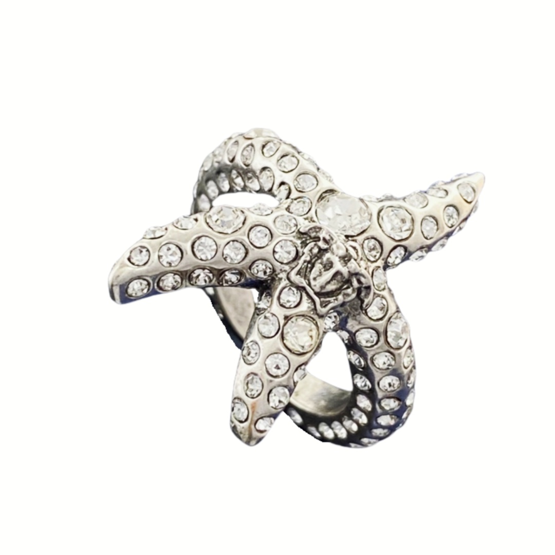 VSR007 Medusa's head star with a diamond starfish ring adjustable - ccjewelryacc