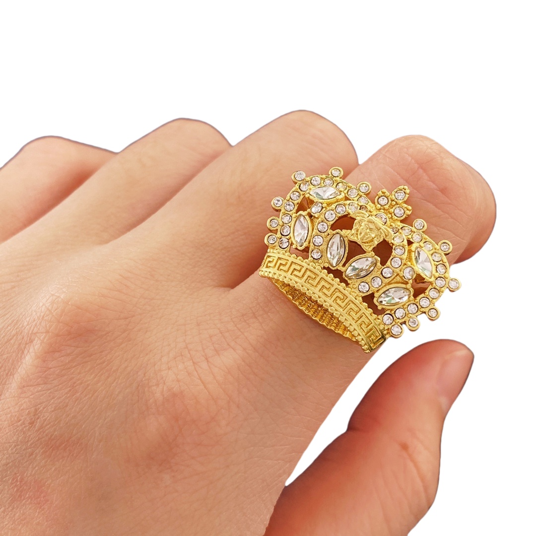 VSR016 Metal crystal Medusa crown ring earring brooch collect - ccjewelryacc