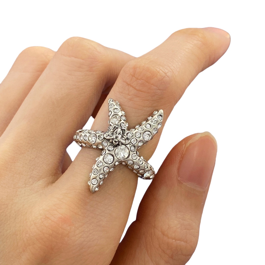 VSR007 Medusa's head star with a diamond starfish ring adjustable - ccjewelryacc