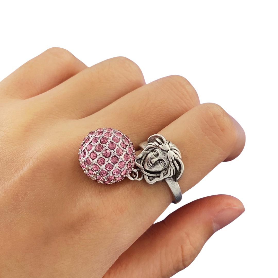 VSR002 Versace medusa and crystal ball ring - ccjewelryacc