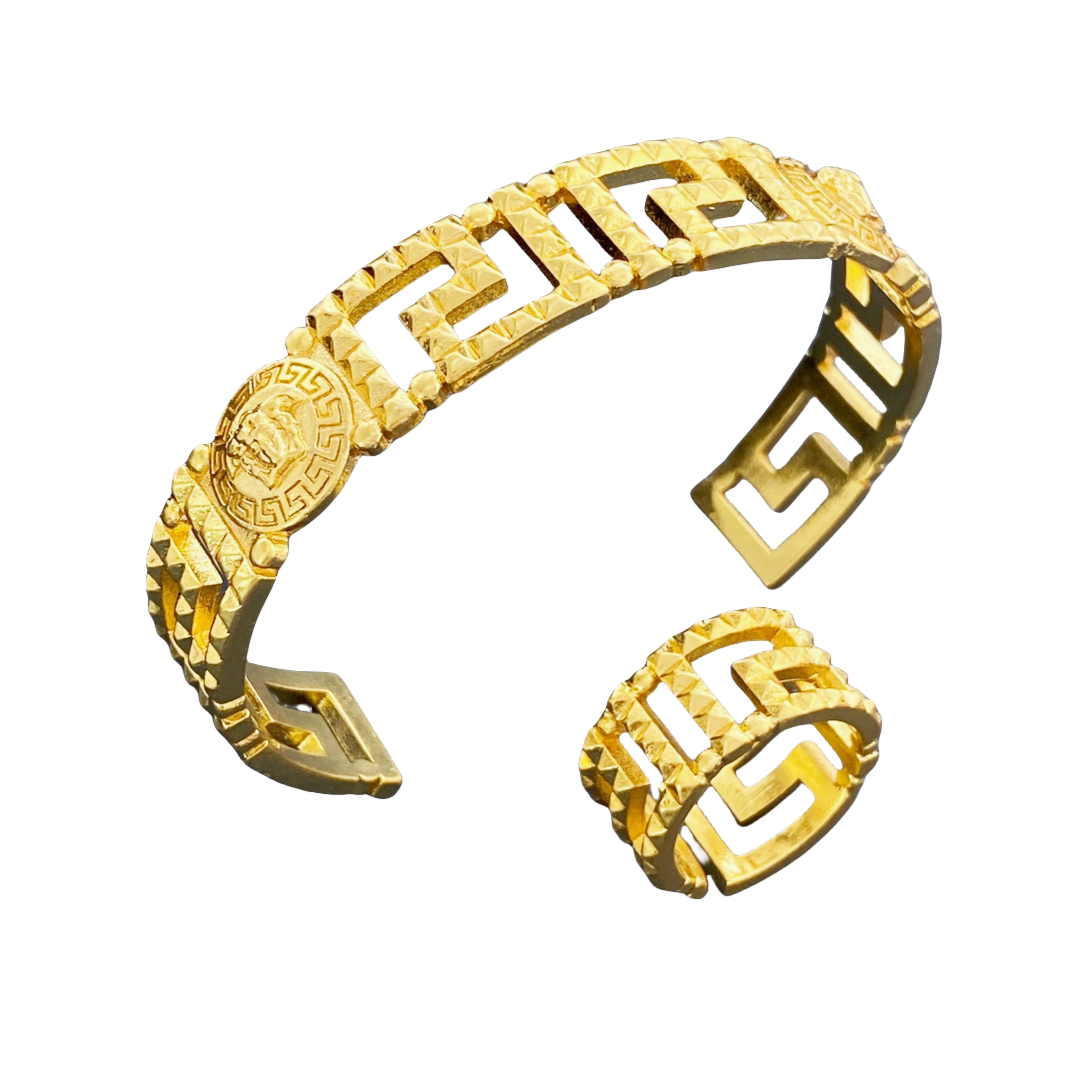 VSR023 Versace gold rivet ring 18k Gold plated - ccjewelryacc