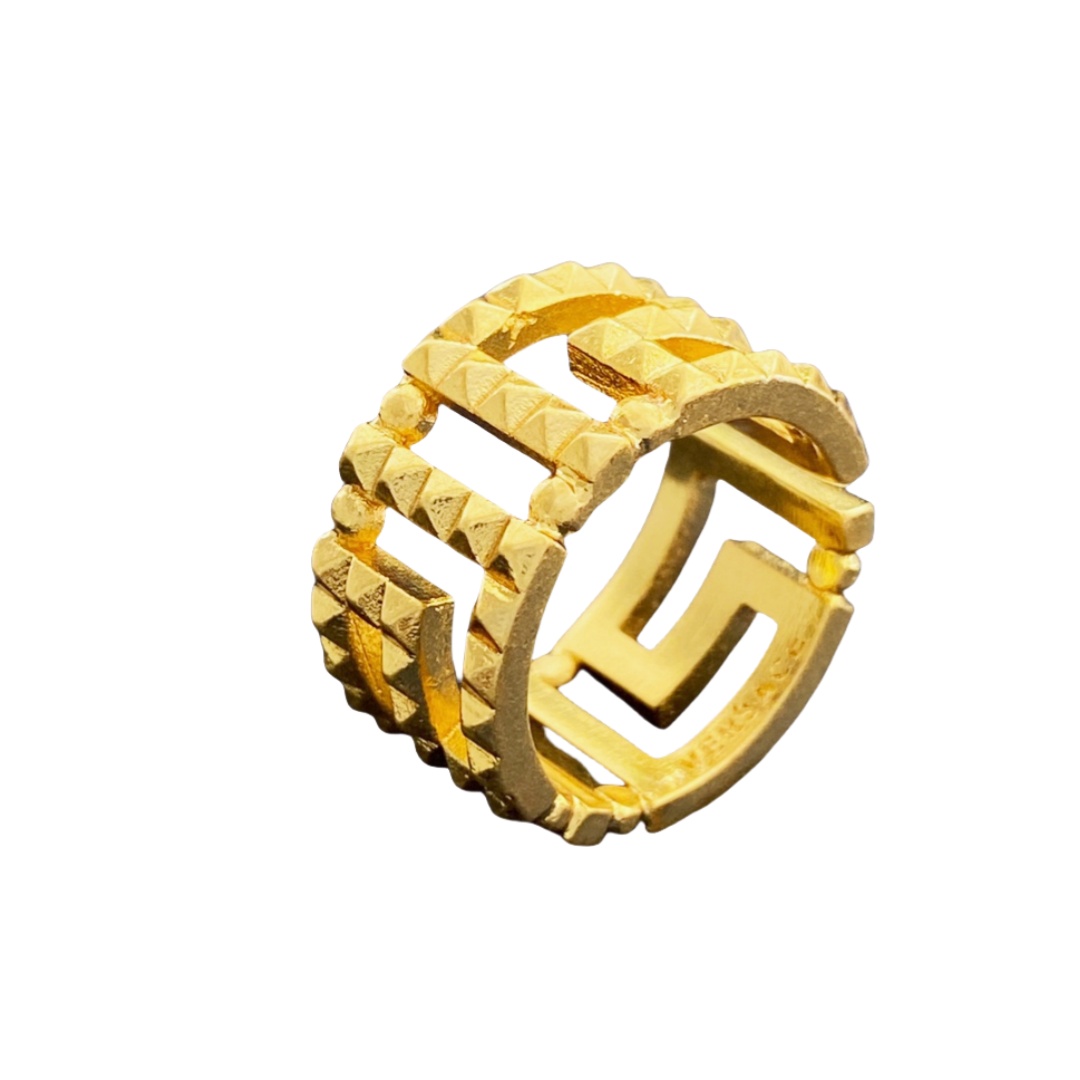 VSR023 Versace gold rivet ring 18k Gold plated - ccjewelryacc