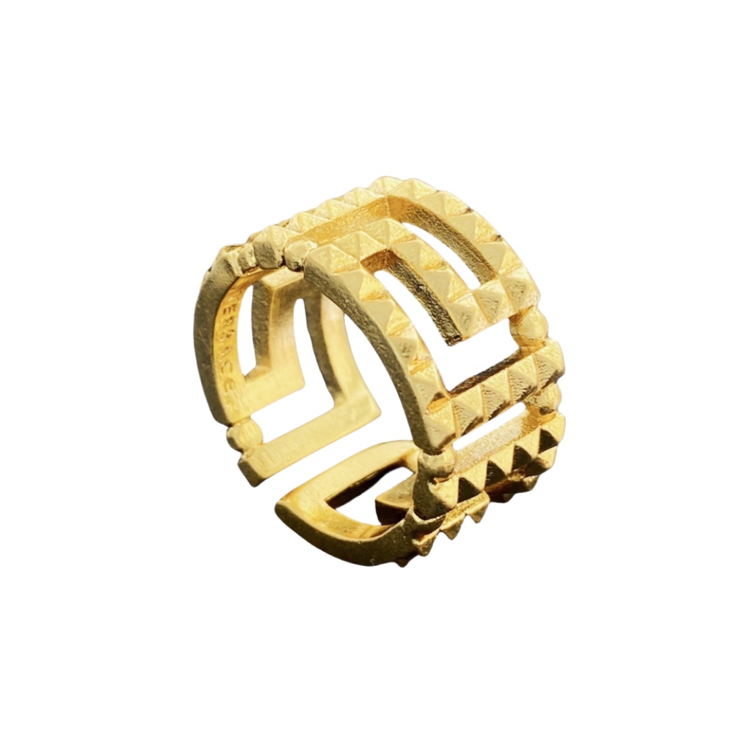 VSR023 Versace gold rivet ring 18k Gold plated - ccjewelryacc