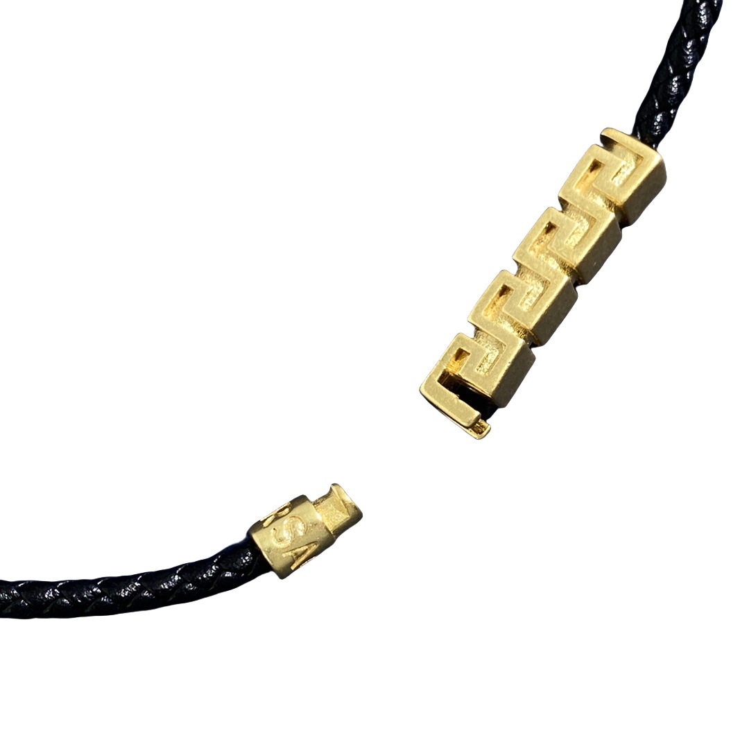 VSN049 Versace braided leather and heart charm choker necklace - ccjewelryacc