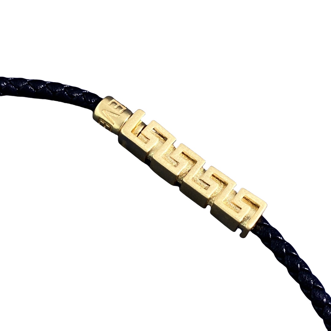 VSN049 Versace braided leather and heart charm choker necklace - ccjewelryacc