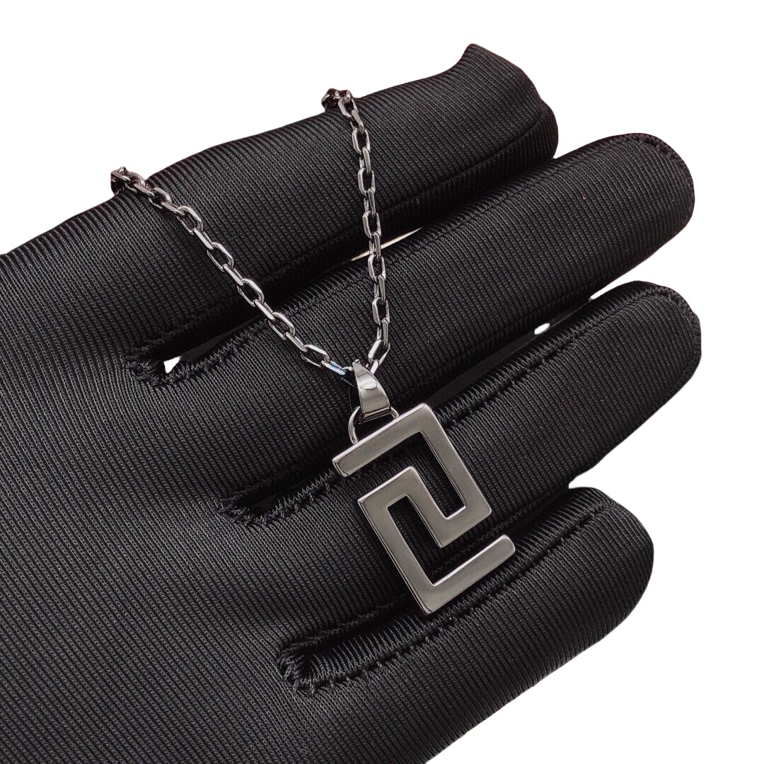 VSN005 Black Versace Grecaman Pendant necklace - ccjewelryacc