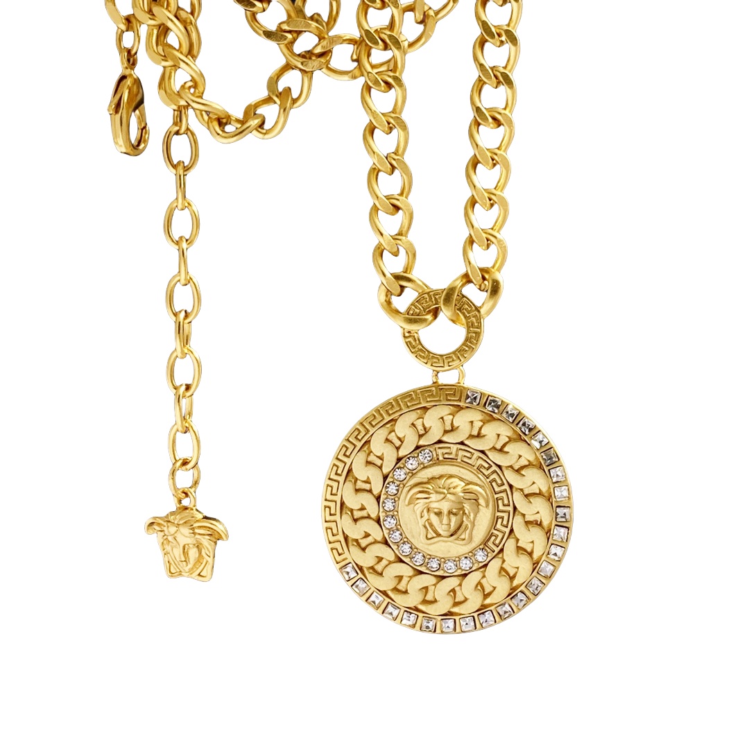 VSN048 Versace gold medusa necklace - ccjewelryacc