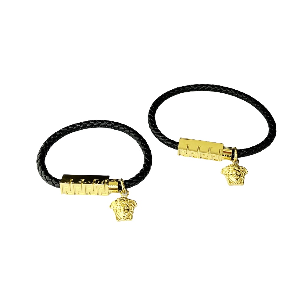 VSS031 Versace braided leather charm bracelet - ccjewelryacc