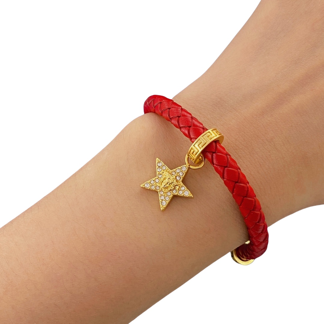 VSS026 Versace medusa braided leather bracelet - ccjewelryacc