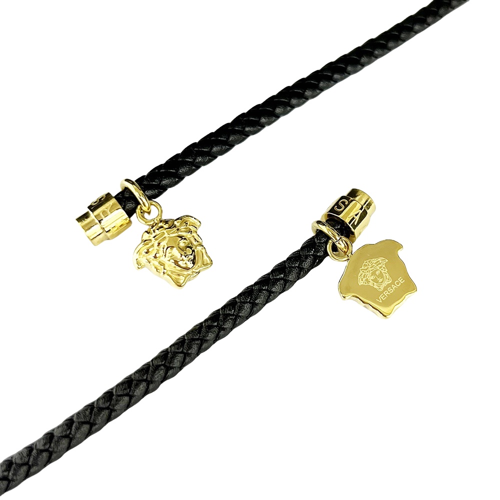 VSS031 Versace braided leather charm bracelet - ccjewelryacc