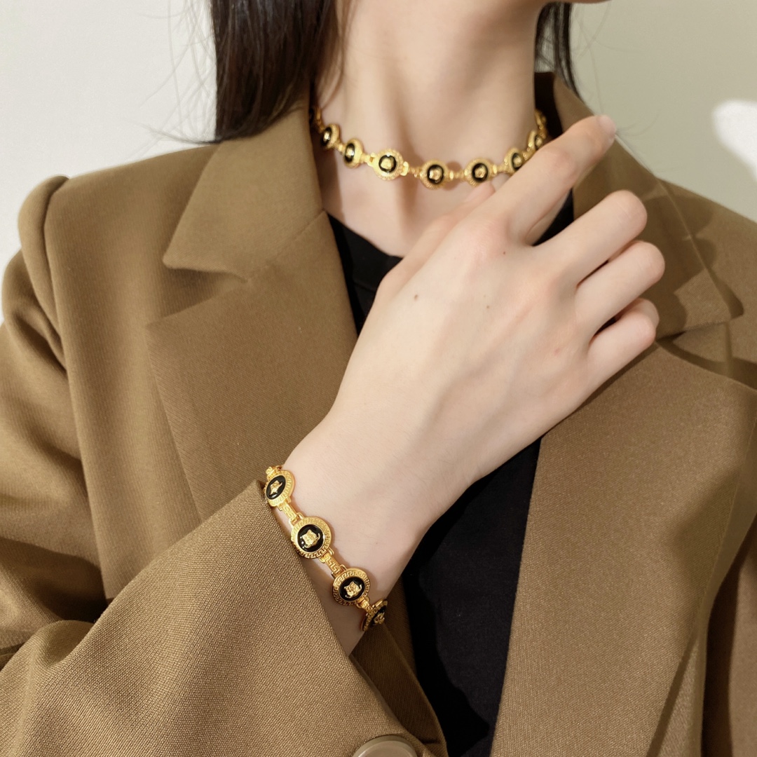 VSN003 Versace medusa choker necklace and bracelet - ccjewelryacc