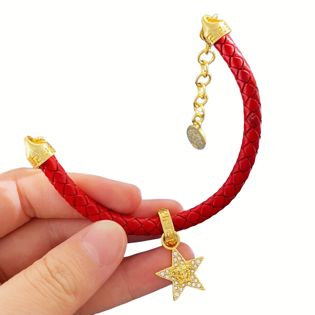 VSS026 Versace medusa braided leather bracelet - ccjewelryacc