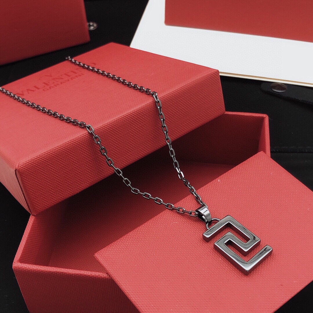 VSN005 Black Versace Grecaman Pendant necklace - ccjewelryacc