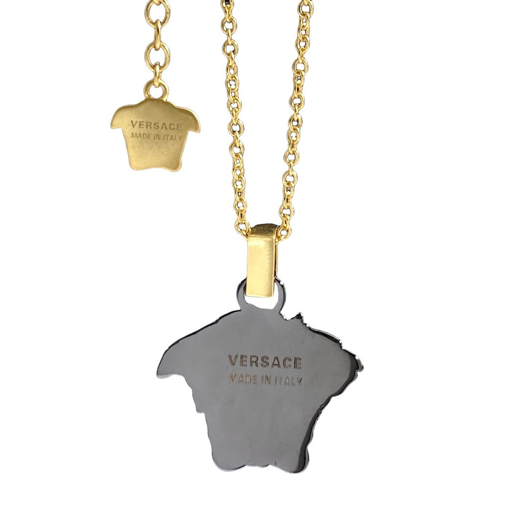 VSN042 Versace Black medusa pendant necklace - ccjewelryacc