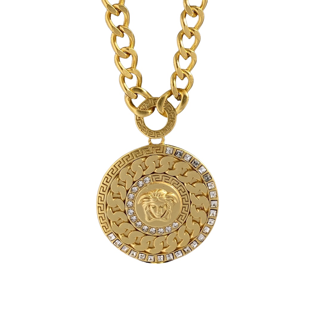 VSN048 Versace gold medusa necklace - ccjewelryacc