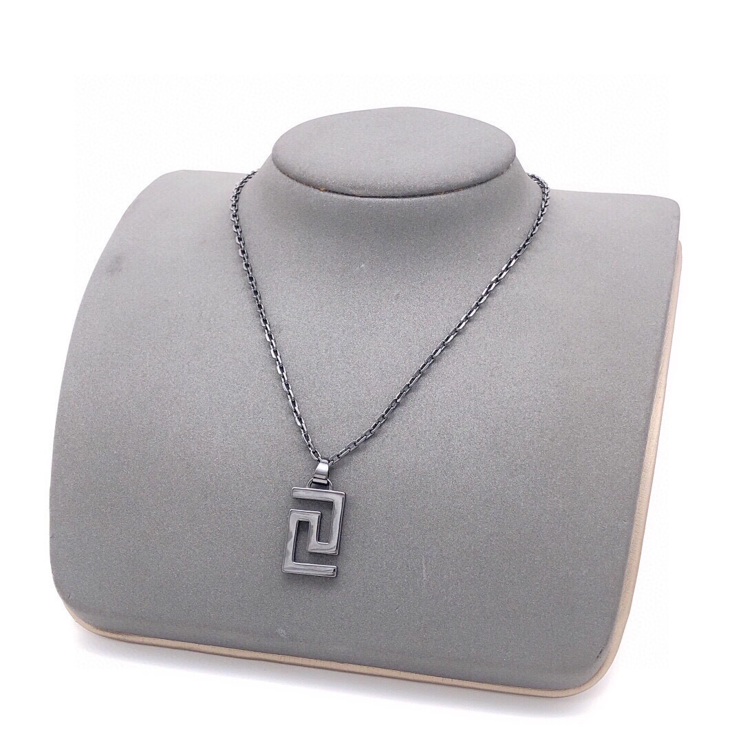 VSN005 Black Versace Grecaman Pendant necklace - ccjewelryacc