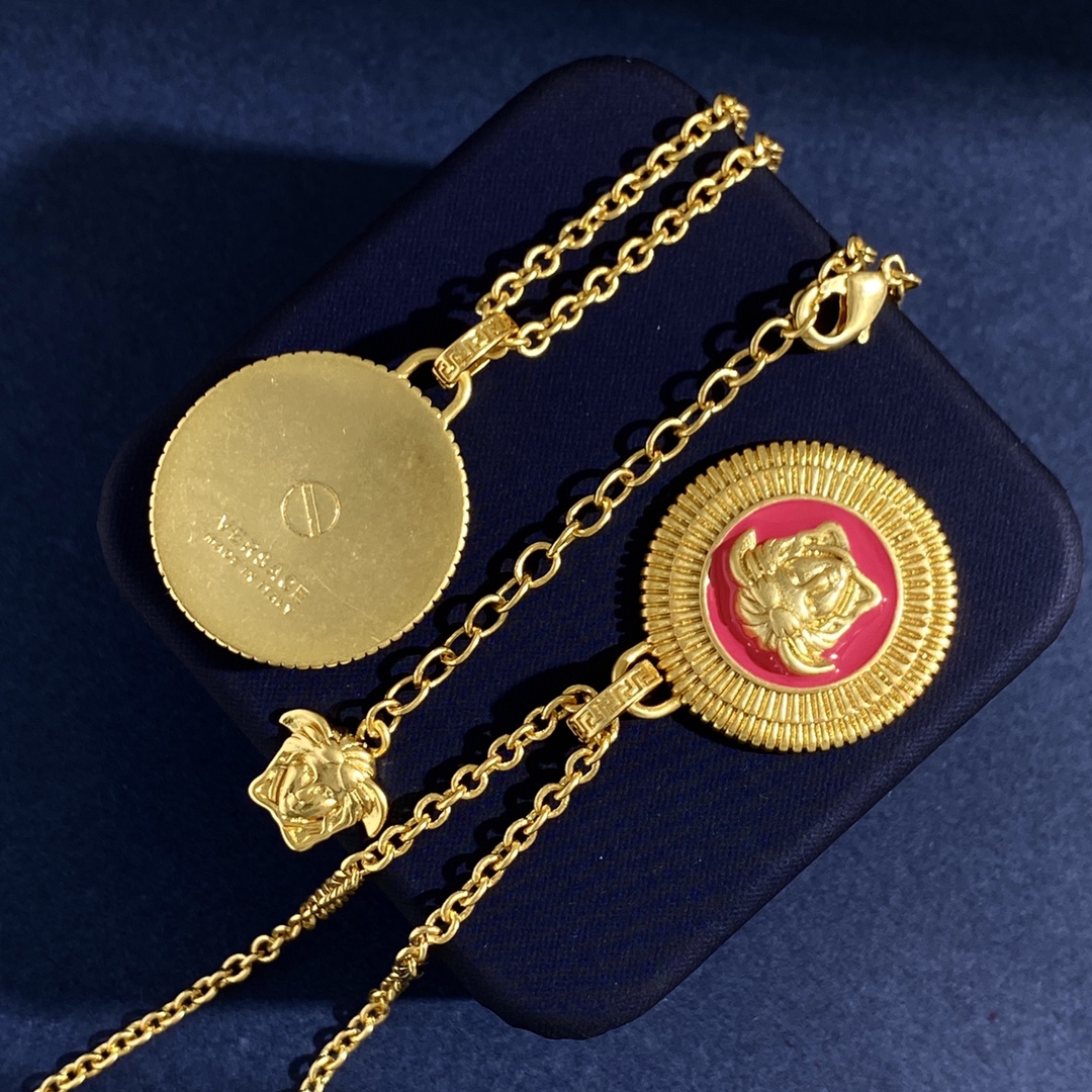 VSN050 Versace enamel medusa necklace - ccjewelryacc