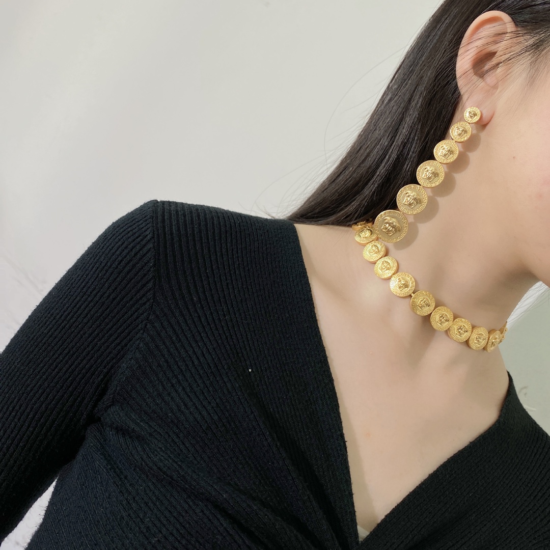 VSN012 Versace 20 medusa gold chain necklace - ccjewelryacc