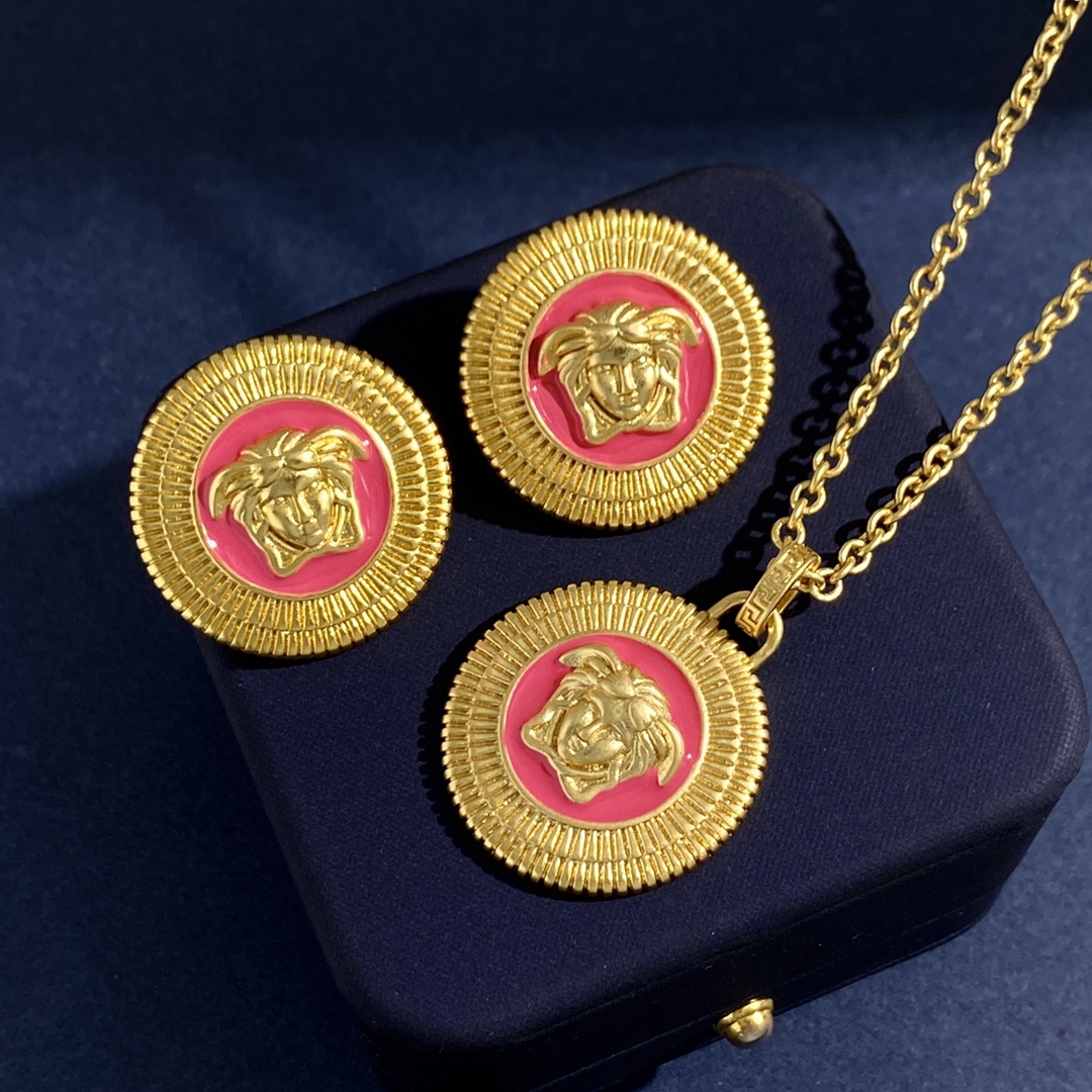 VSN050 Versace enamel medusa necklace - ccjewelryacc