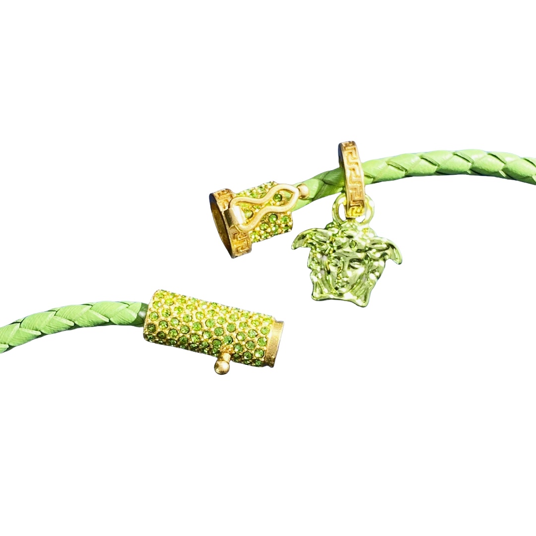 VSN024 versace medusa braided leather choker necklace - ccjewelryacc