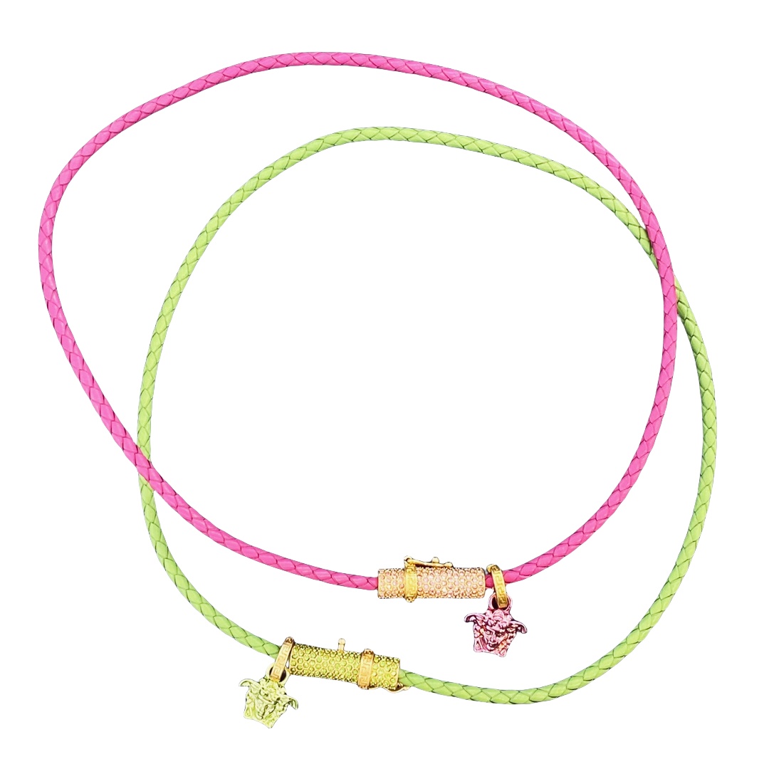 VSN024 versace medusa braided leather choker necklace - ccjewelryacc