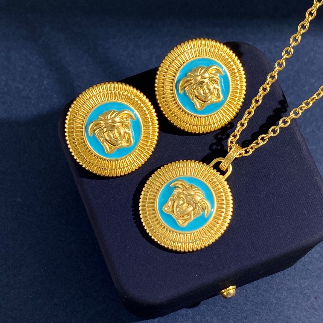 VSN050 Versace enamel medusa necklace - ccjewelryacc