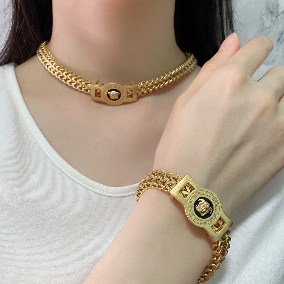 VSN051 Medusa Choker necklace gold bracelet - ccjewelryacc