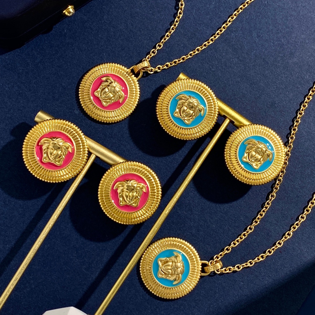 VSN050 Versace enamel medusa necklace - ccjewelryacc