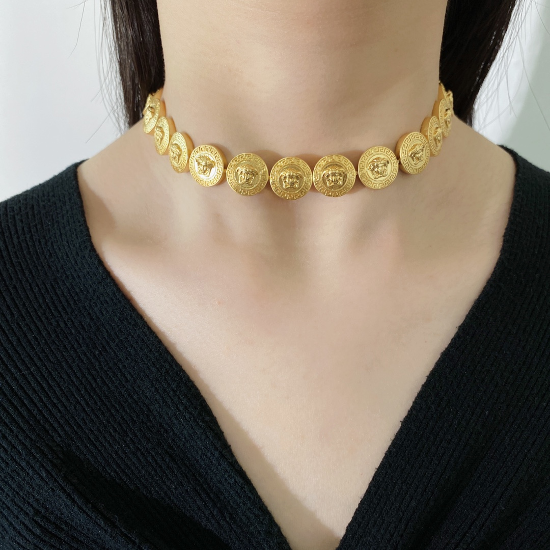 VSN012 Versace 20 medusa gold chain necklace - ccjewelryacc
