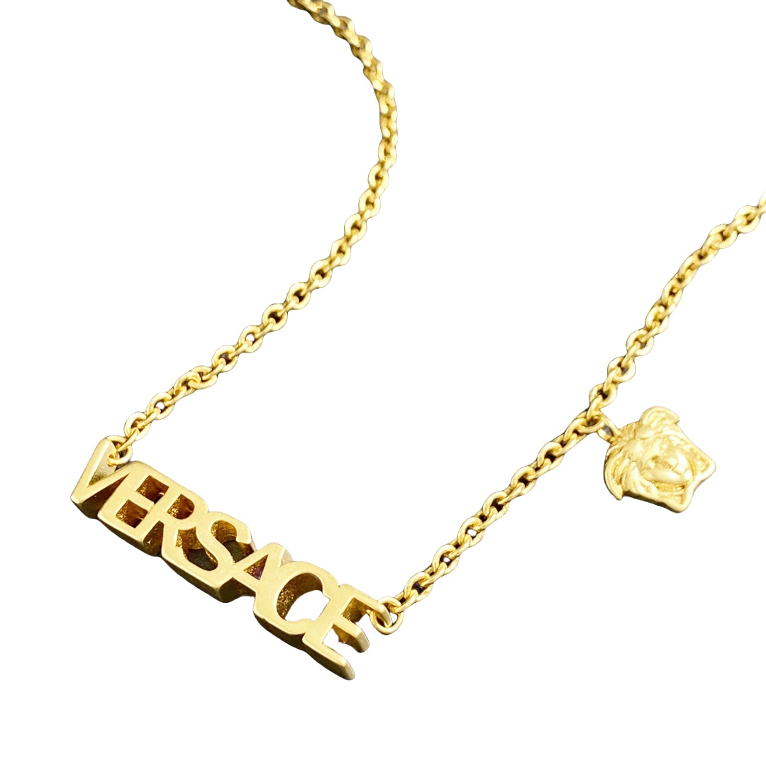 VSN039 Versace logo gold chain Necklace - ccjewelryacc