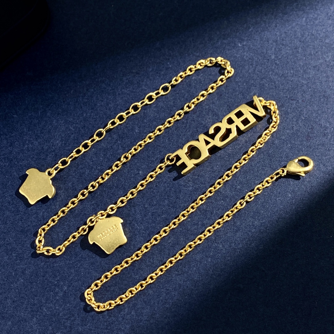 VSN039 Versace logo gold chain Necklace - ccjewelryacc