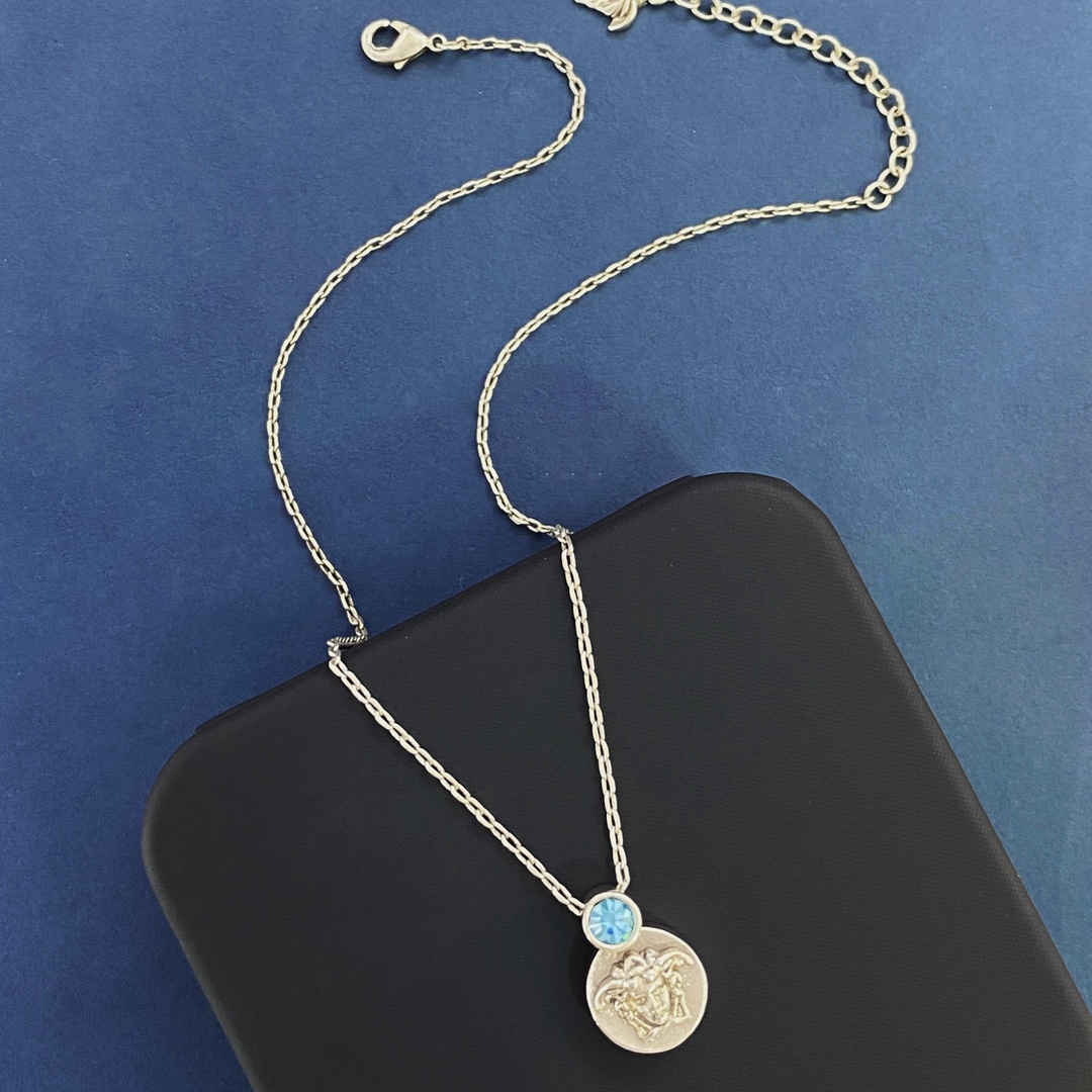 VSN066 Versace medusa necklace silver - ccjewelryacc
