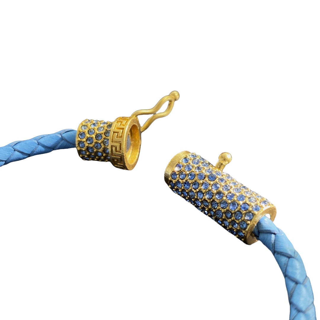 VSN024 versace medusa braided leather choker necklace - ccjewelryacc