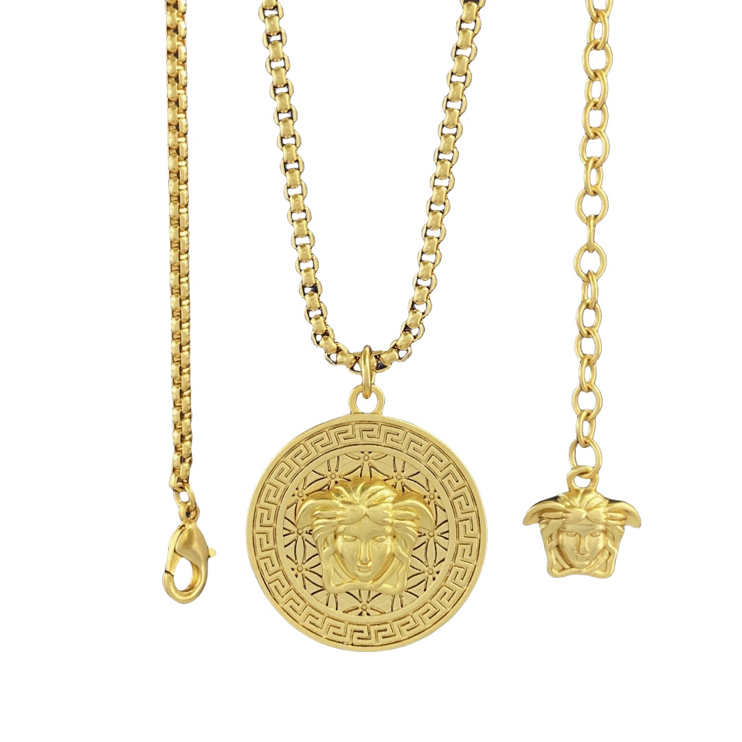 VSN064 versace men's gold necklace with pendant - ccjewelryacc
