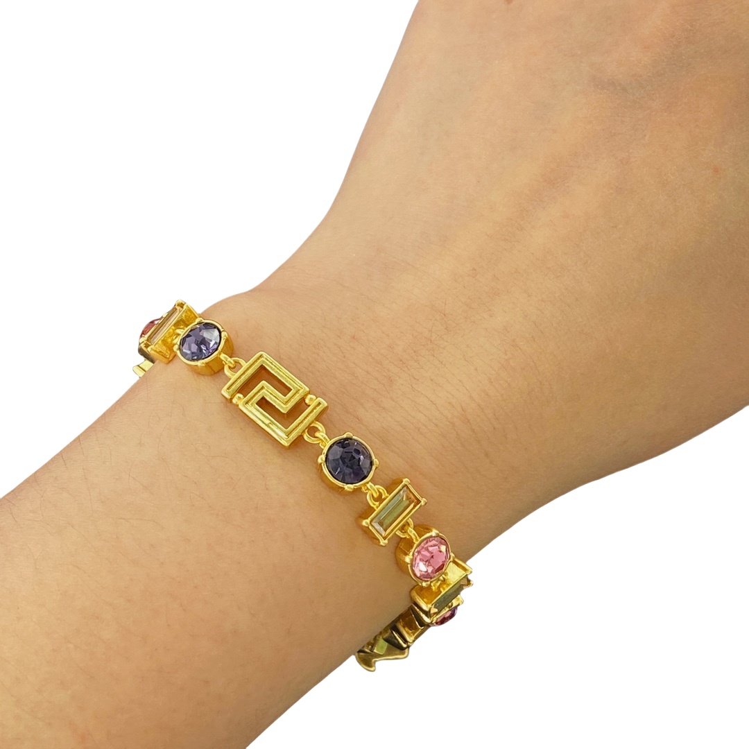 VSN065 Versace crystal greca choker necklace - ccjewelryacc