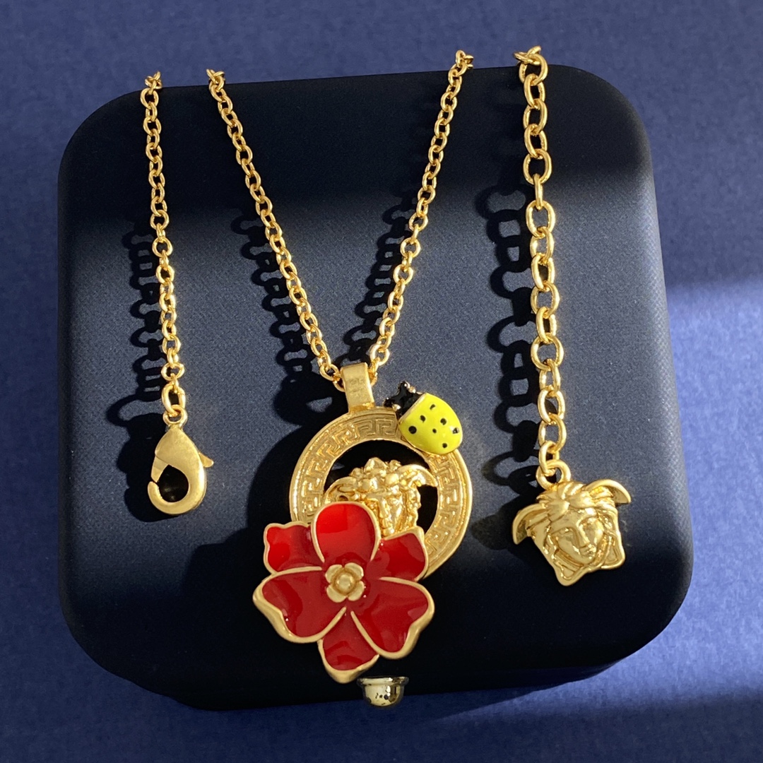 VSN078 Versace flower ladybird pendant necklace - ccjewelryacc