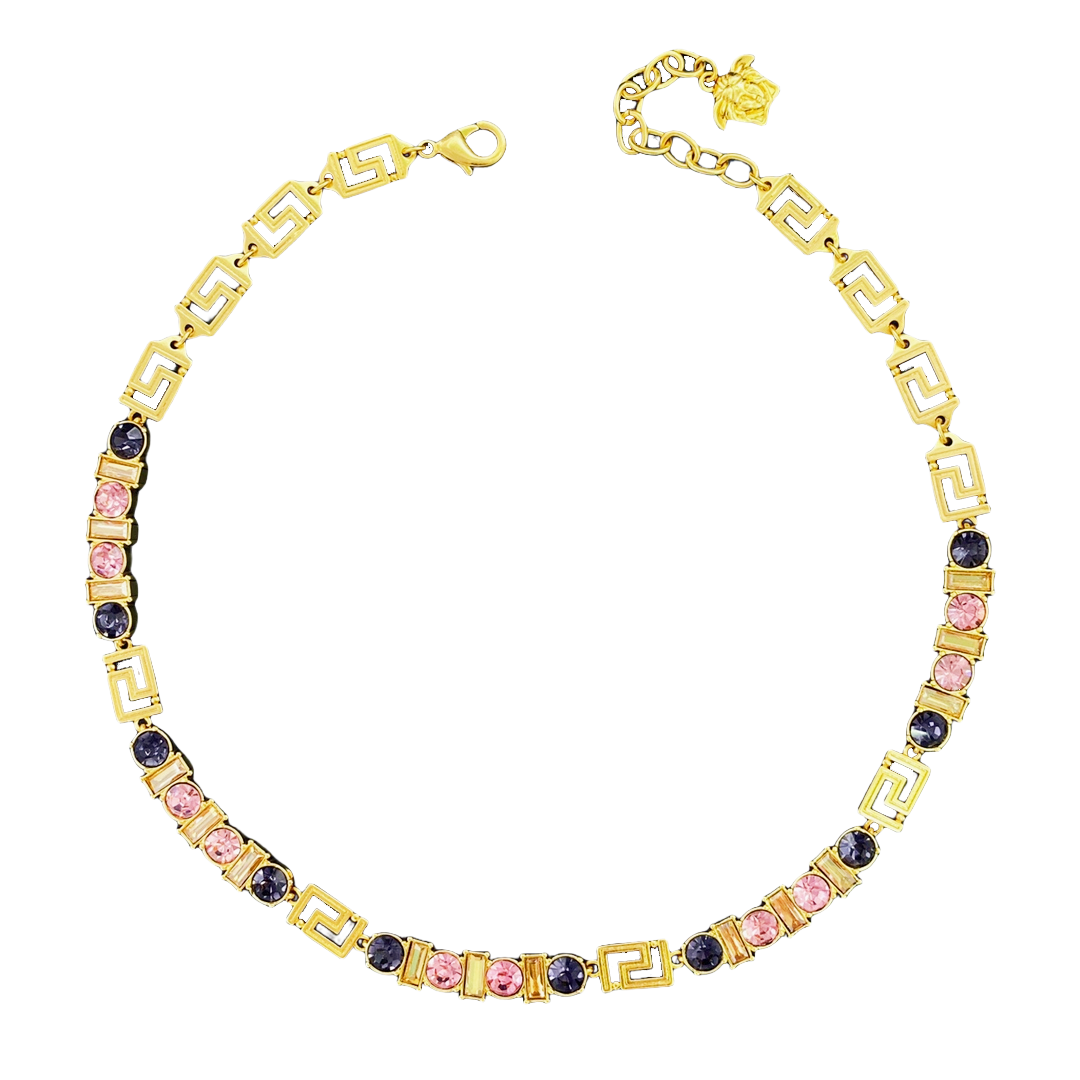 VSN065 Versace crystal greca choker necklace - ccjewelryacc