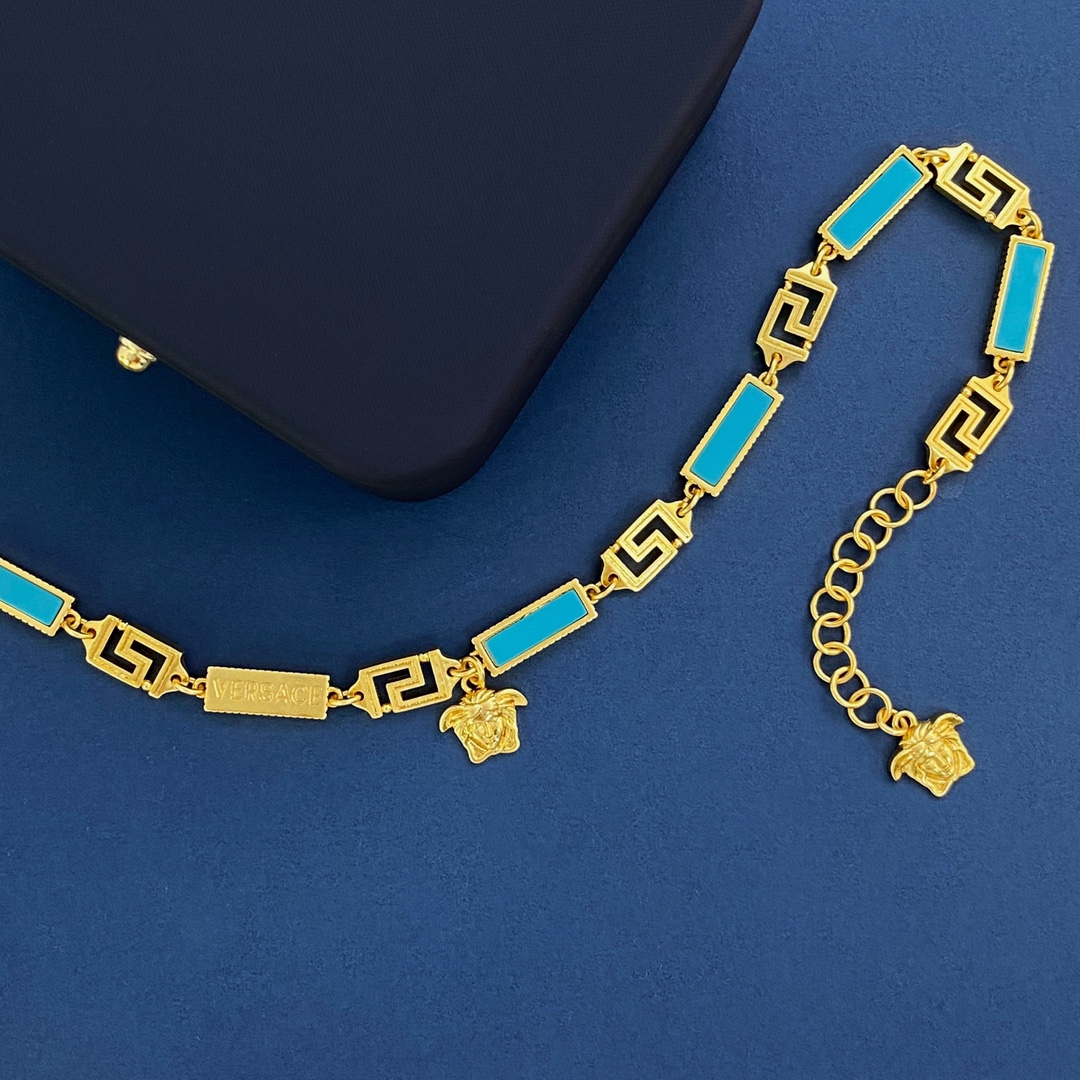 VSN070 Versace Enamel greca choker necklace - ccjewelryacc